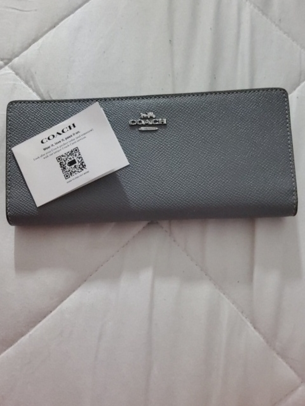 Coach Silver-Gray Saffiano Long Wallet
